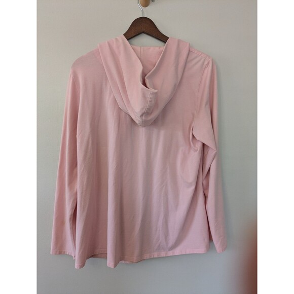 Eileen Fisher Womens Hooded Cardigan Medium Organic Cotton Open Front Pink Soft - Picture 4 of 10